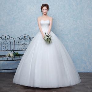 新娘结婚婚纱礼服2018韩版新款秋季抹胸婚纱蓬蓬裙显瘦修身齐地款