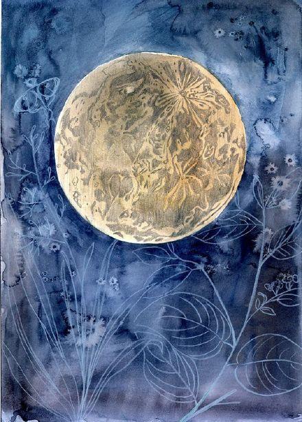 月亮的水彩画