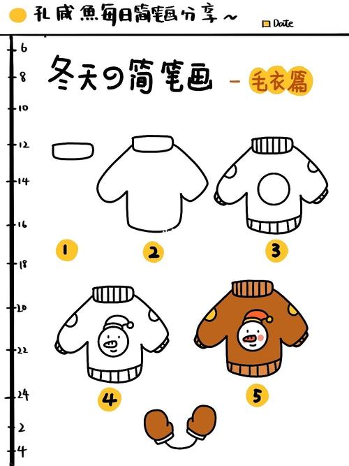 手帐素材|010基础超萌毛衣简笔画教程98_简笔画_教程_手帐_毛衣