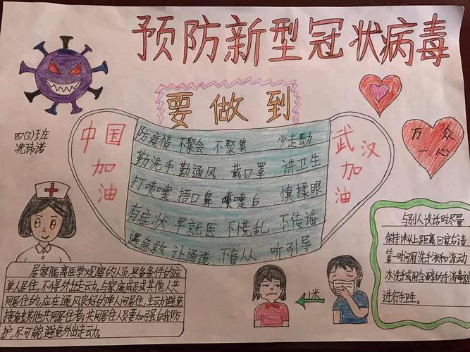 沙小美术作业:疫情手抄报作品展