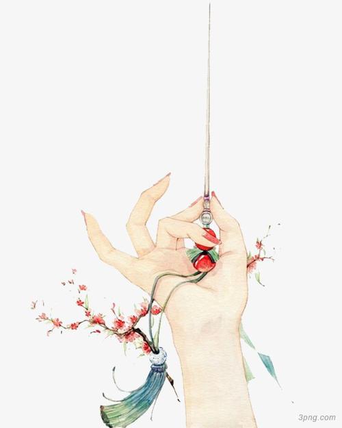 古风兰花指拿梅花钗子