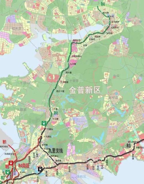 (自九里站向北延伸,沿沈大铁路向普兰店区延伸,途经金州区三十里堡