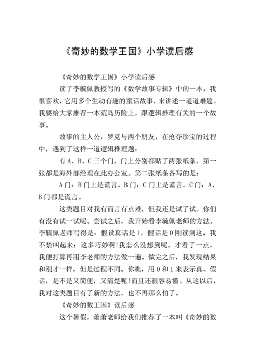 奇妙的数学王国小学读后感doc5页