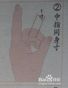5  (2)中指同身寸:中指中节两侧横纹头的距离为一寸
