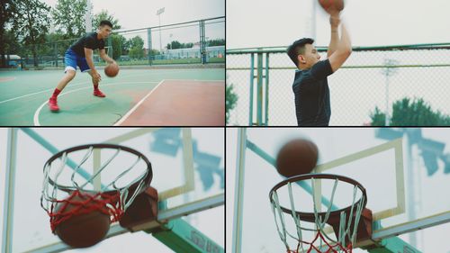 一个人打篮球篮球入框各种角度大学生活唯美打篮球阳光帅气的大学生