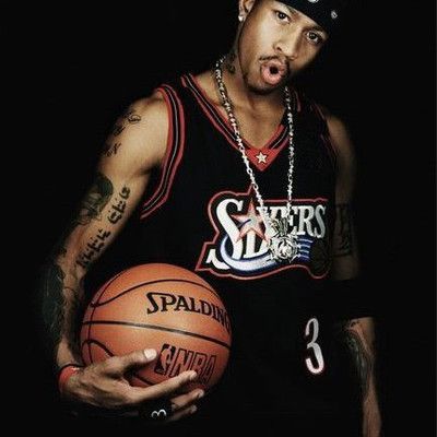 网眼球员版76人艾弗森球衣3号黑套装篮球服白色密绣出场服