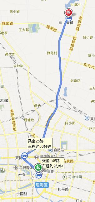 合肥市明光路汽车站到三十头可乘哪路公交车?烦请好心人帮忙解答