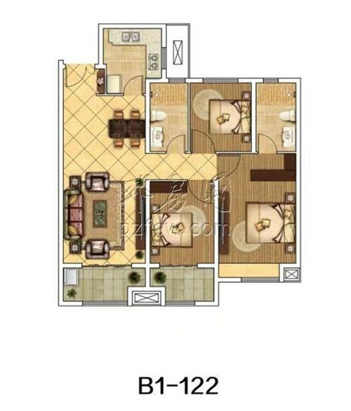 国美首府:三室两厅两卫,建筑面积约122㎡