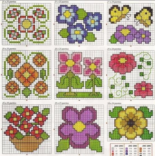 分享一组毛衣提花彩色图解,全是花朵图解,有女孩的就收藏吧