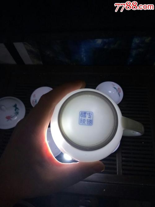 醴陵瓷器接近文革时期手绘毛瓷5件套
