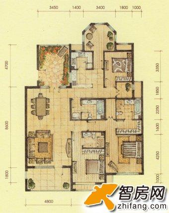 橡树湾三期 三居 户型图