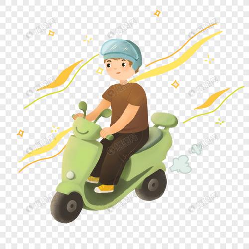 戴头盔骑电动车的男人