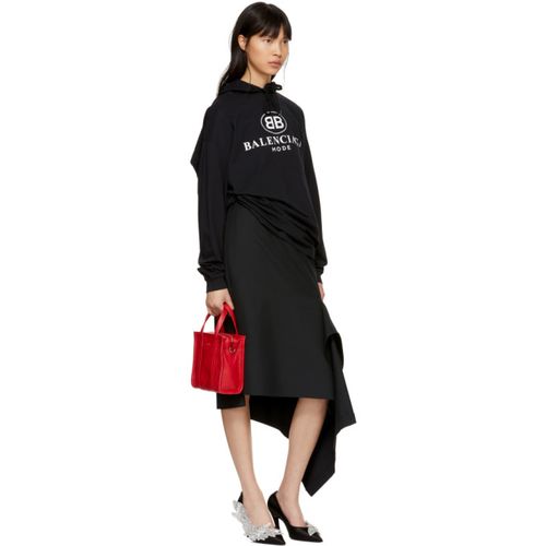 巴黎世家balenciaga黑色side godet裙子
