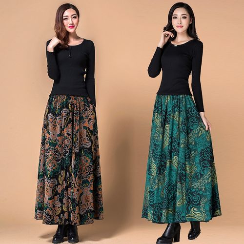 新款秋冬季毛呢半身裙长裙加厚中年裙秋冬过膝女裙a字