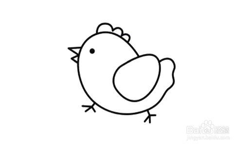 3 画出小鸡的嘴巴. 4 画出鸡冠. 5 画出小鸡的爪子.