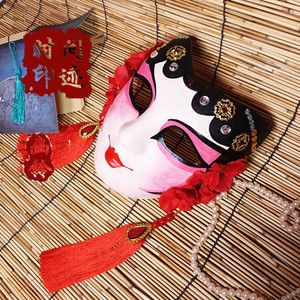 影视戏剧京剧花旦脸谱 贵妃醉酒面具古风古装新娘头饰拍照道具