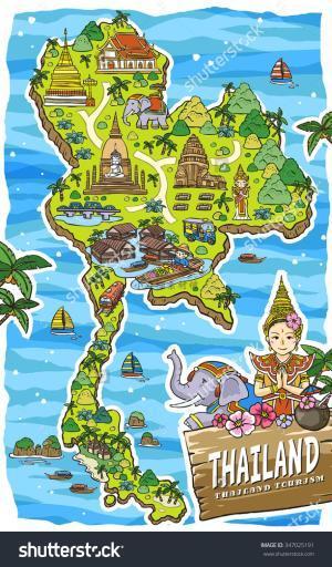 泰国旅游风景建筑图案人物元素背景宣传海报插画设计矢量ai307-淘宝网