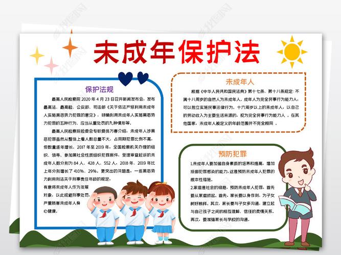 原创关爱未成年人手抄报儿童保护未成年小报模板版权可商用