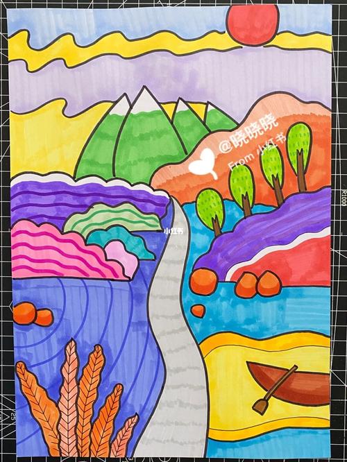 马克笔风景画|儿童风景画_风景画_马克笔_儿童画_简笔
