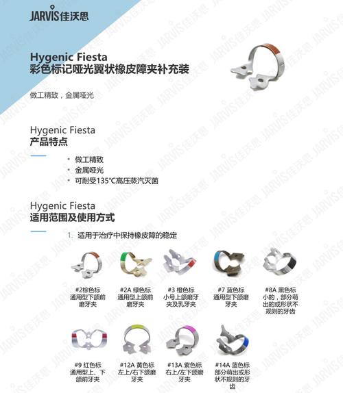 康特hygenic fiesta 彩色标记哑光翼状橡皮障夹补充装