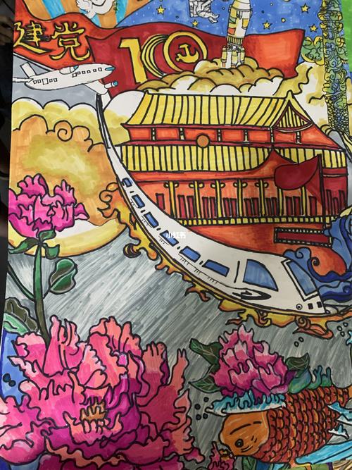 建党一百周年绘画_绘画_文化_绘画