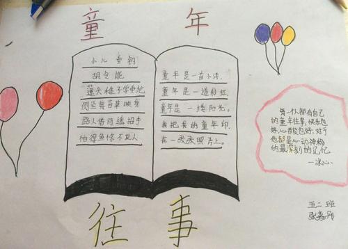 "我阅读 我快乐"之"童年往事"手抄报展示