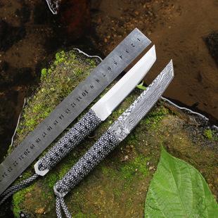 户外小刀野外求生军刀 防身随身刀具高硬度绑绳直刀迷你水果刀