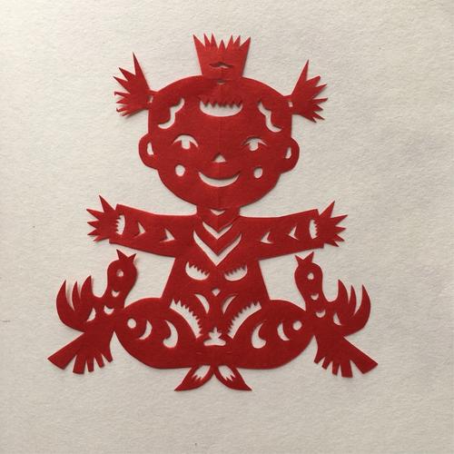 中国民间剪纸——抓髻娃娃