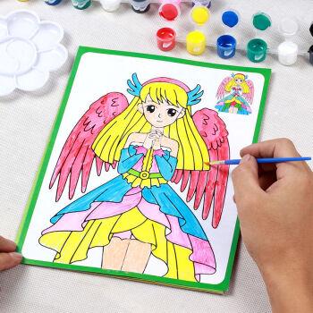 涂色画儿童水彩画颜料画涂鸦画填色画套装diy手工水粉画小孩画画aa100
