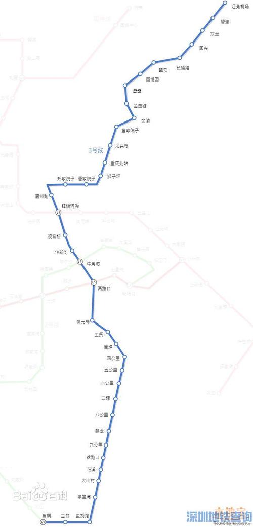 重庆地铁轻轨3号线北延伸段线路图路线走向途径哪些区域和地方