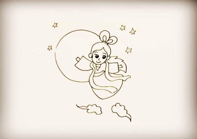 简笔画嫦娥奔月