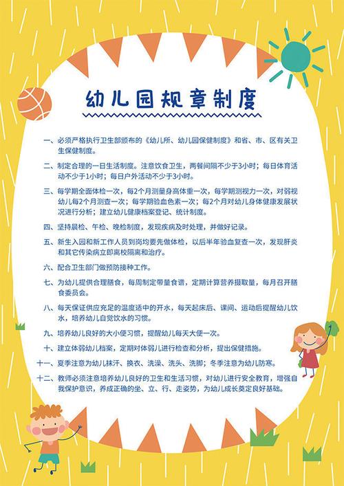 卡通幼儿园规章制度展板