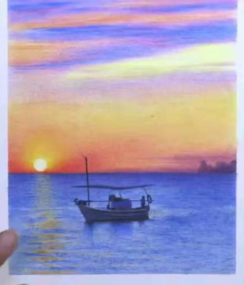 彩铅教程|江畔黄昏,细腻唯美的彩铅画,简单易学