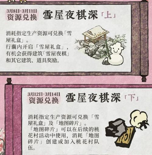 江南百景图雪屋夜棋深资源兑换材料是什么