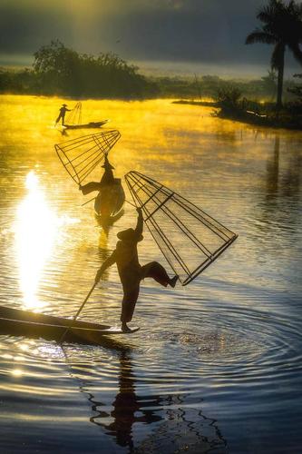 《行摄缅甸 茵莱湖上别具一格的渔夫捕鱼 简直就是优美的舞蹈》