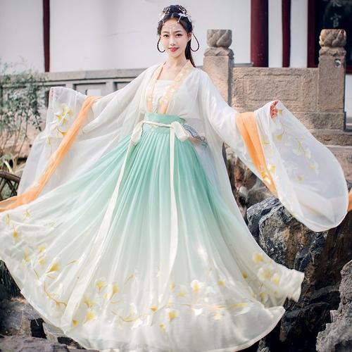 新款上市汉服女中国风古装古风女装齐腰白菜全套夏季飘逸仙气齐胸襦裙
