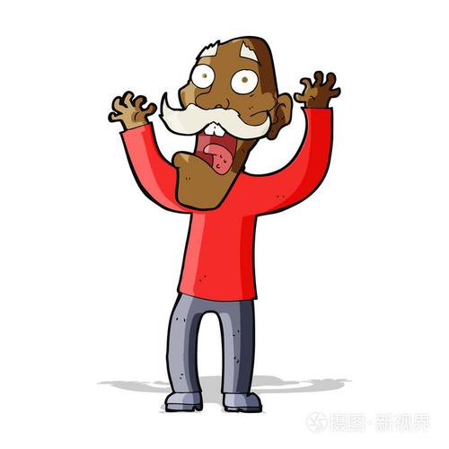 卡通位老人正在吓了一跳