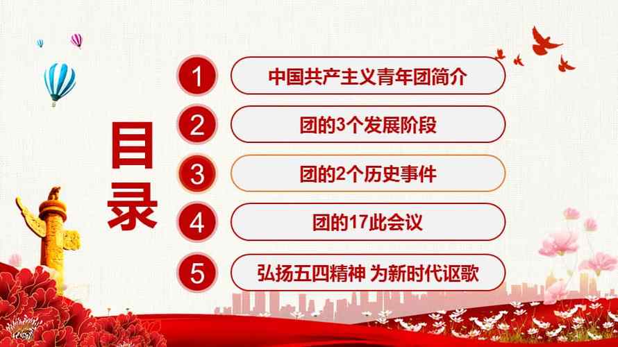 19222022百年团史红色简洁庆祝中国共青团建团100周年专题团课pptpptx
