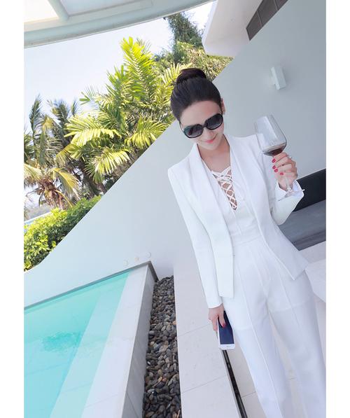 vje春夏装新款欧美大牌通勤气质ol无袖v领显瘦连体裤阔腿连衣裤潮