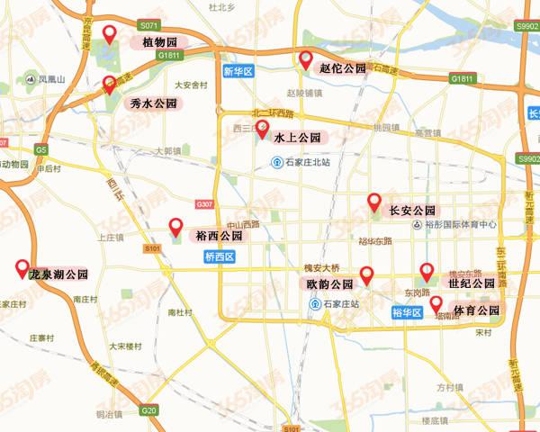 石家庄十大公园位置图