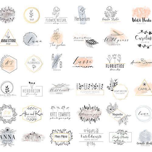 小清新优雅花卉元素标志logo设计花店店标招牌头像制作素材aipsd