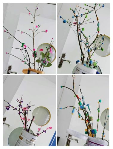 快乐手工--树枝黏土花