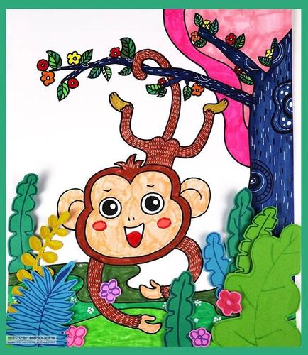 儿童画教程森林里的小猴子