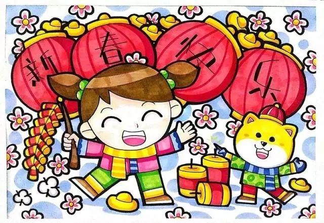 春节儿童画可以画起来了期待2020年