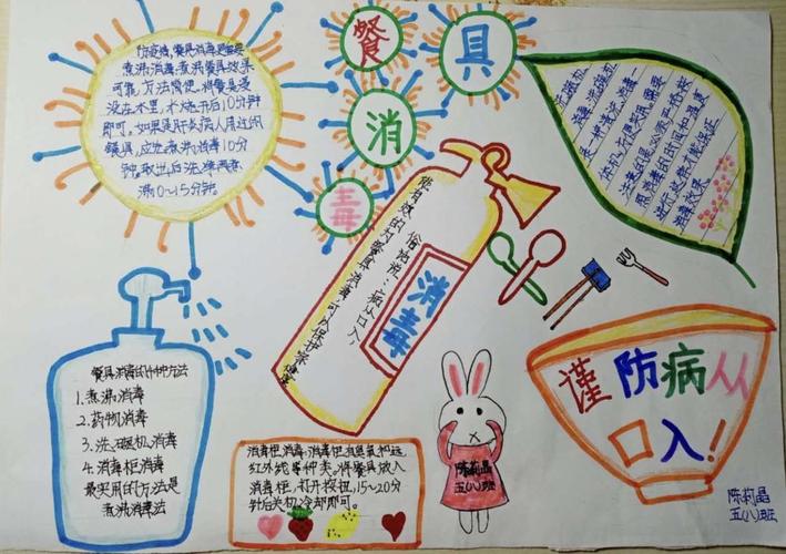 五年级八班《餐具消毒》小报