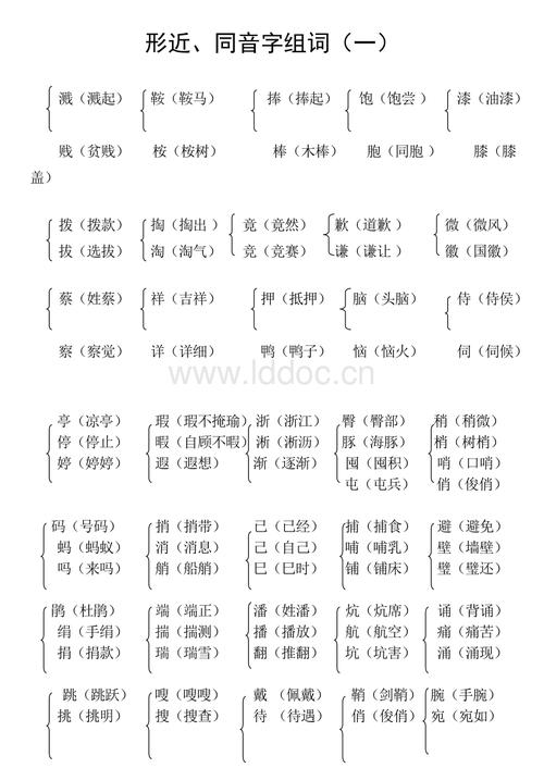 形近字组词(有答案).doc