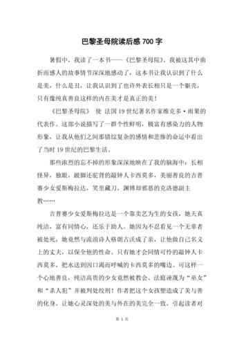 巴黎圣母院读后感700字