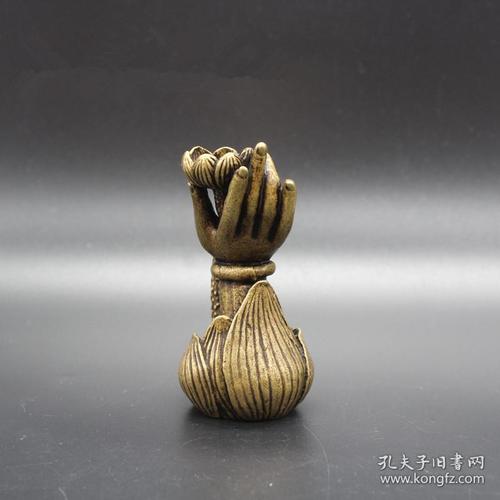 古玩杂项收藏小摆件实心摆件莲花观音香插
