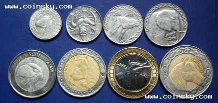 展开全部 这是阿尔及利亚动物版5第纳尔硬币.