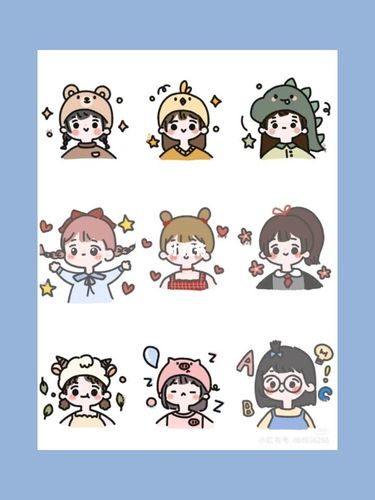 一期小女孩简笔画的贴纸素材,大家喜欢吗?_贴纸_手帐